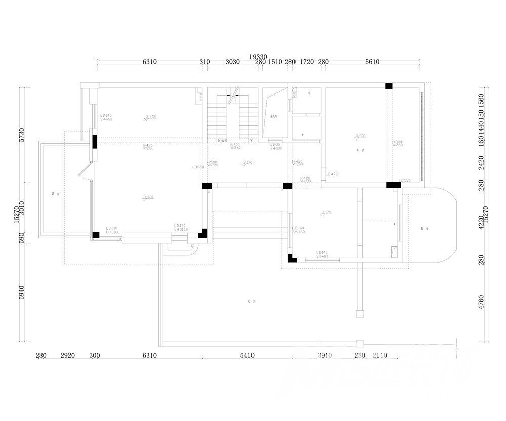 别墅一层平面图 别墅一层平面图